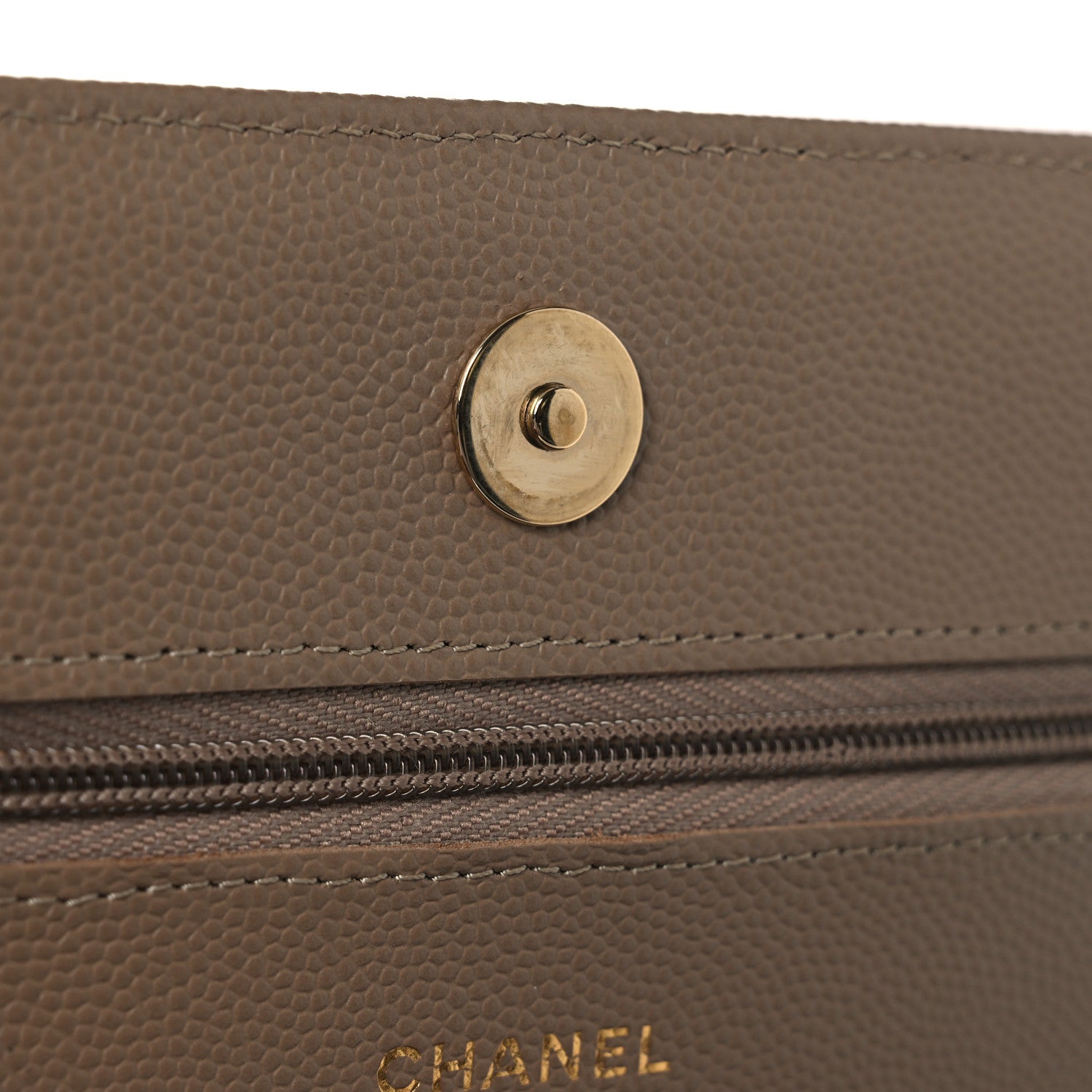 Chanel Caviar Quilted Wallet on Chain WOC Dark Beige 12 of 12