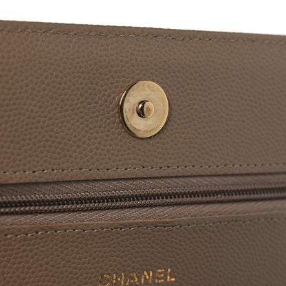 Chanel Caviar Quilted Wallet on Chain WOC Dark Beige 12 of 12