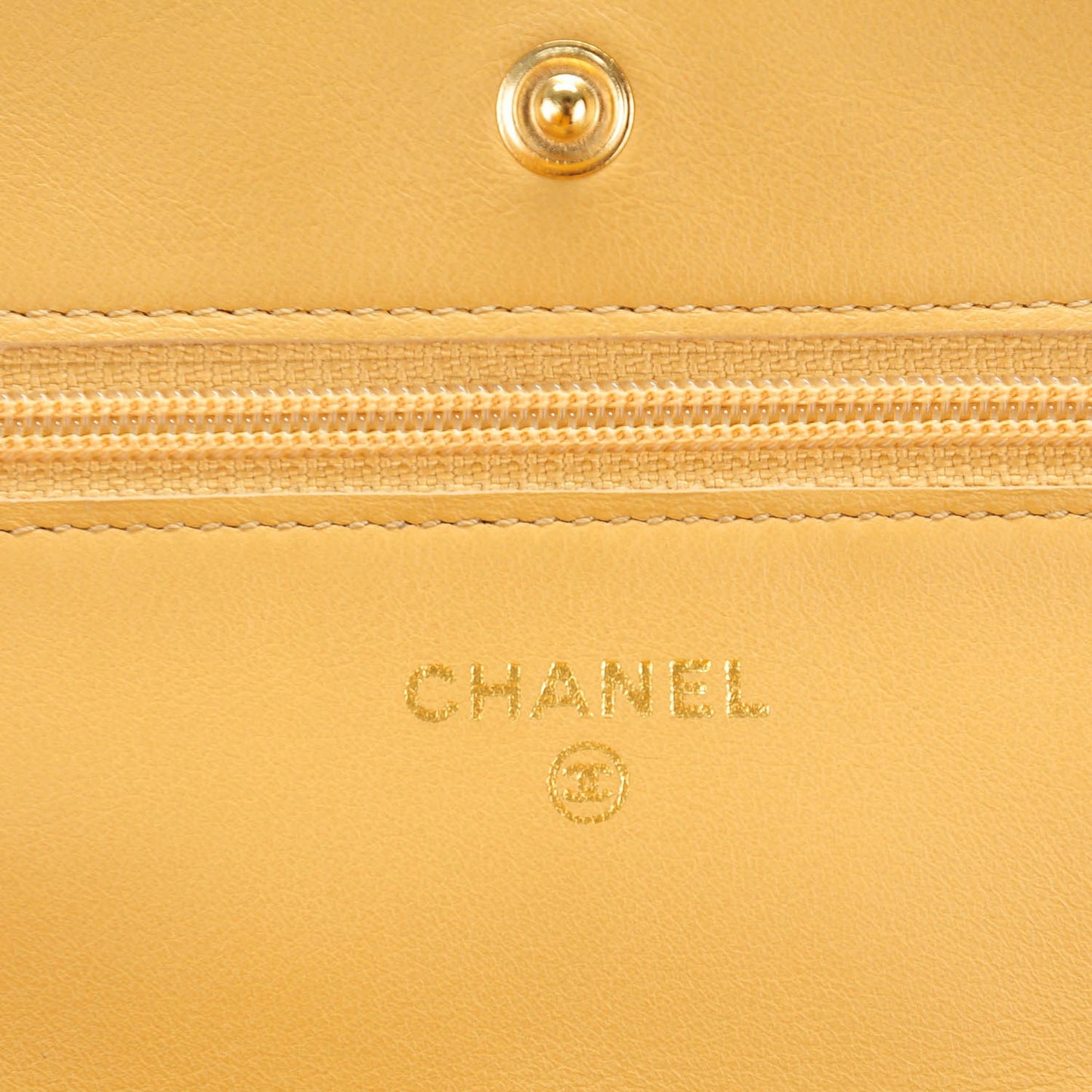 Metallic Patent Quilted Wallet On Chain WOC Gold