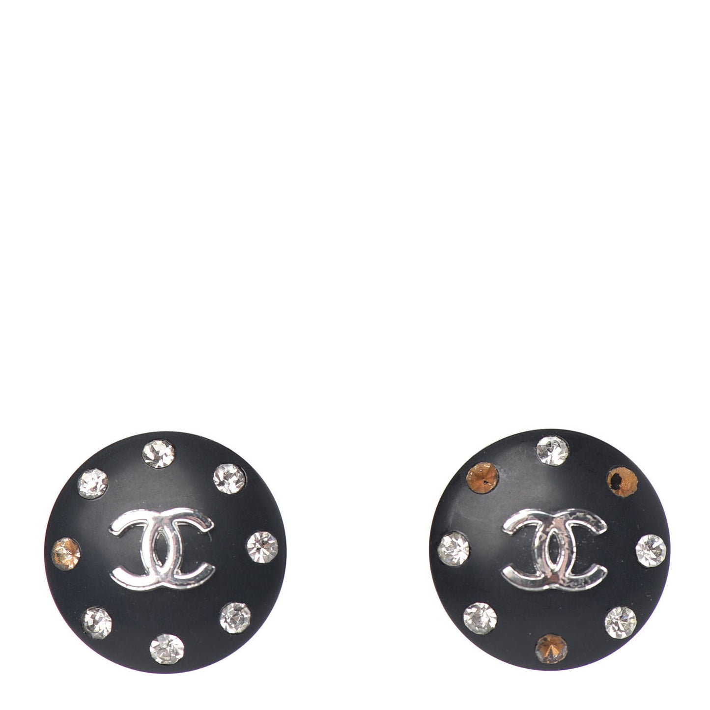 Crystal CC Clip On Earrings Black