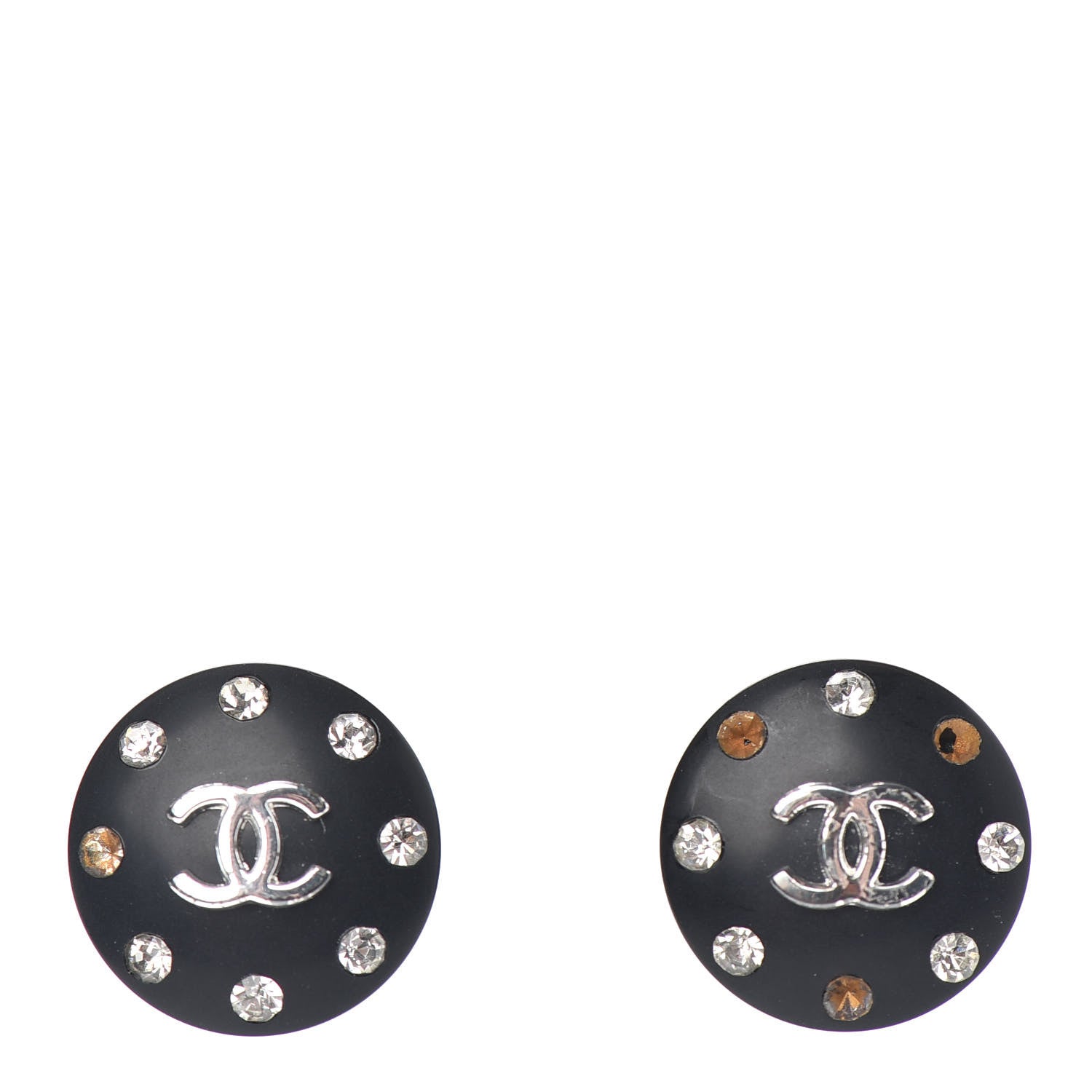 Chanel Crystal CC Clip On Earrings Black 1 of 4