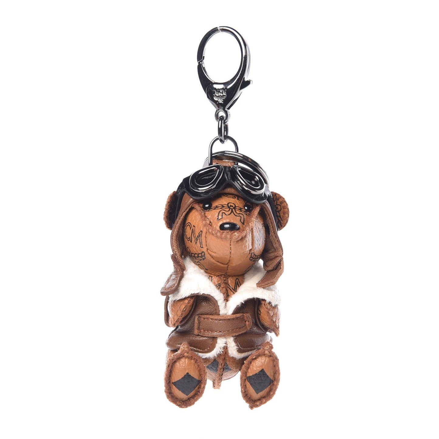 Visetos Aviator Bear Key Ring Bag Charm Beige