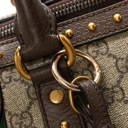 Gucci GG Supreme Monogram Textured Dollar Calfskin Web Studded Large Savoy Duffle Bag Beige Ebony 14 of 15
