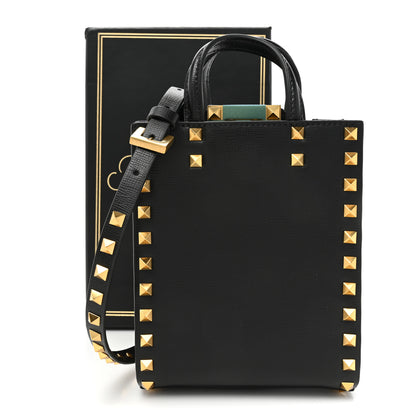 Valentino Garavani Grainy Calfskin Mini Rockstud Alcove Tote Black 11 of 11