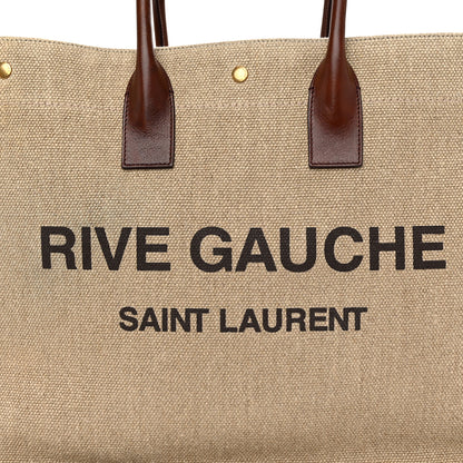 Saint Laurent Linen Calfskin Rive Gauche Tote Natural 8 of 11