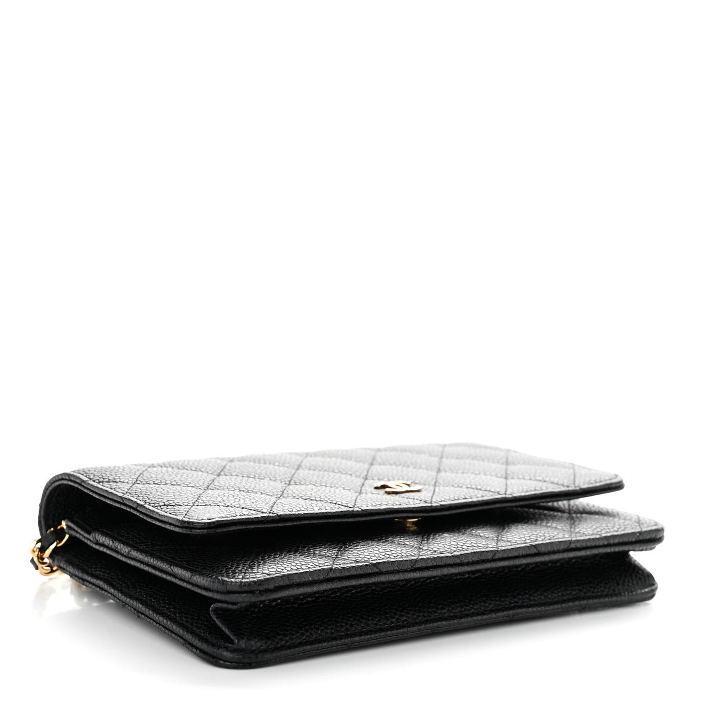 Caviar Quilted Wallet on Chain WOC Black