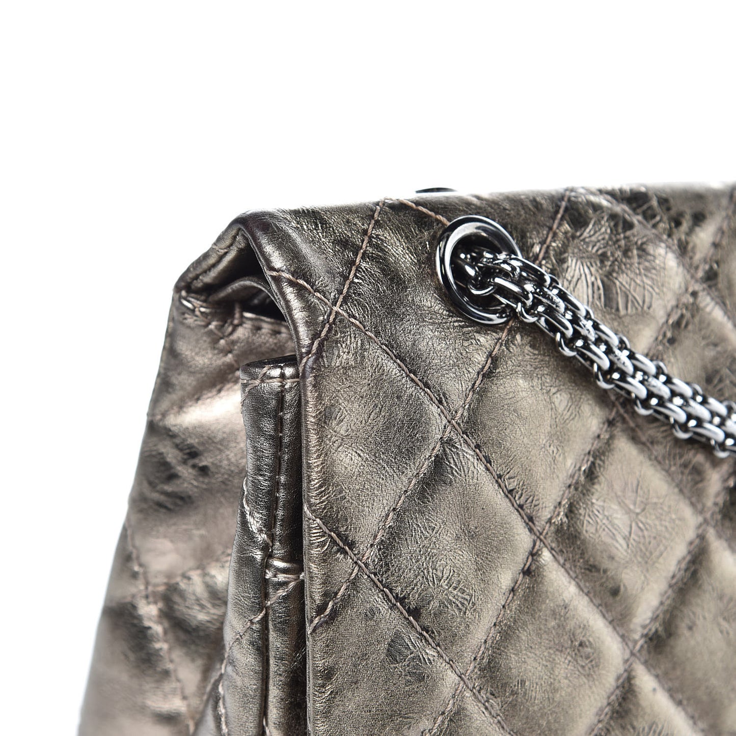Metallic Aged Calfskin Quilted 2.55 Reissue 227 Flap Gold