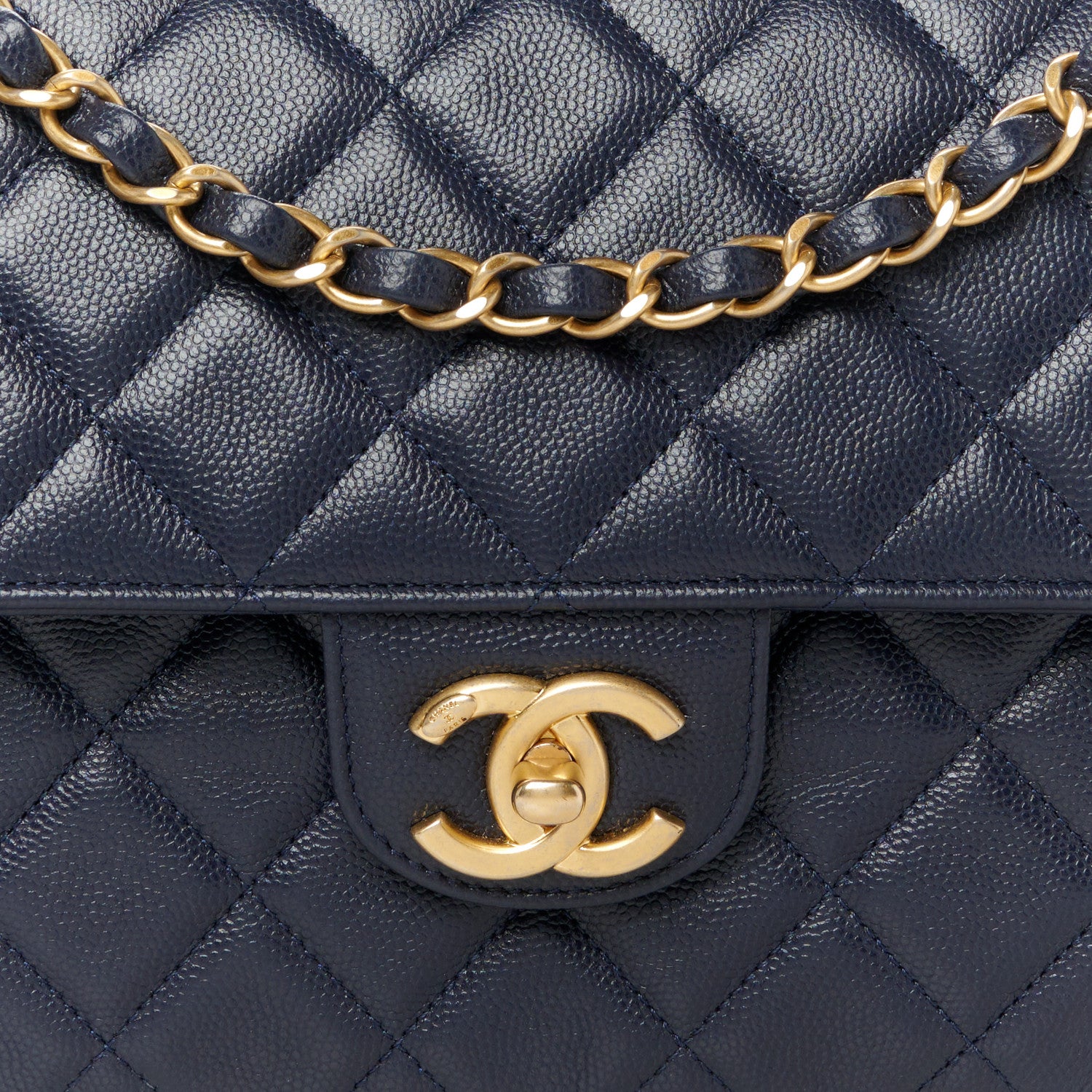 Chanel Caviar Quilted Medium Single Flap Navy 9 of 12