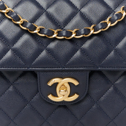 Chanel Caviar Quilted Medium Single Flap Navy 9 of 12