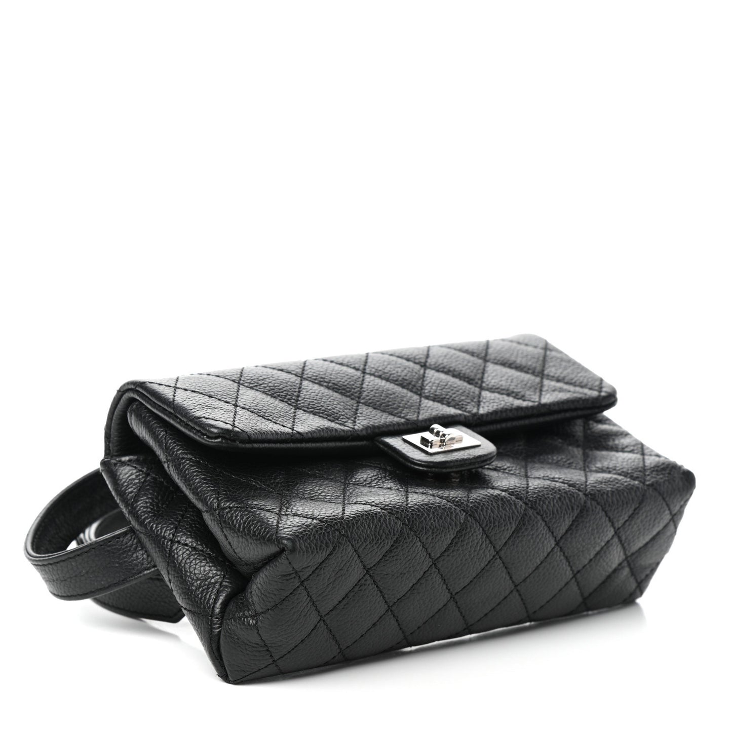 Grained Calfskin Quilted 2.55 Reissue Flap Belt Bag Clutch Black