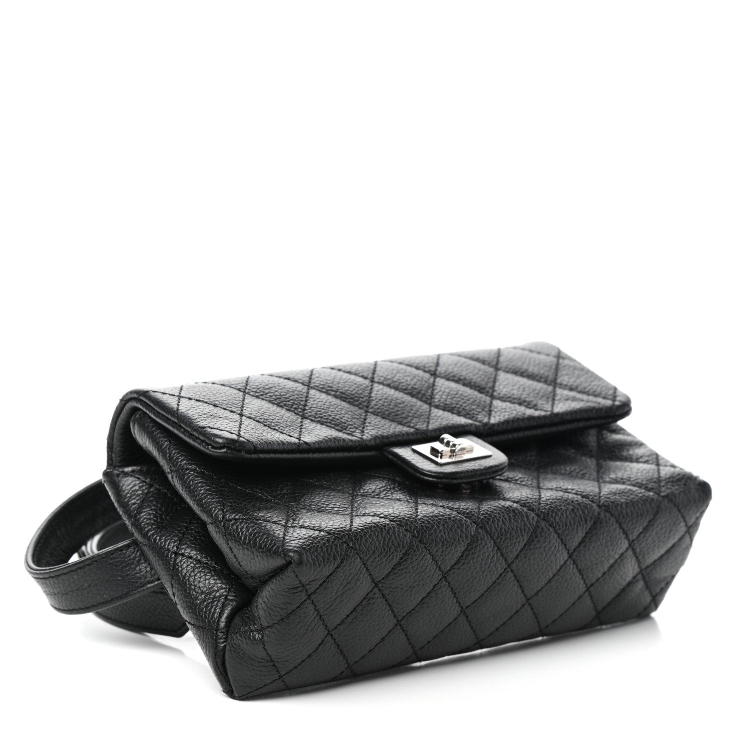 Chanel Grained Calfskin Quilted 2.55 Reissue Flap Belt Bag Clutch Black 4 of 10