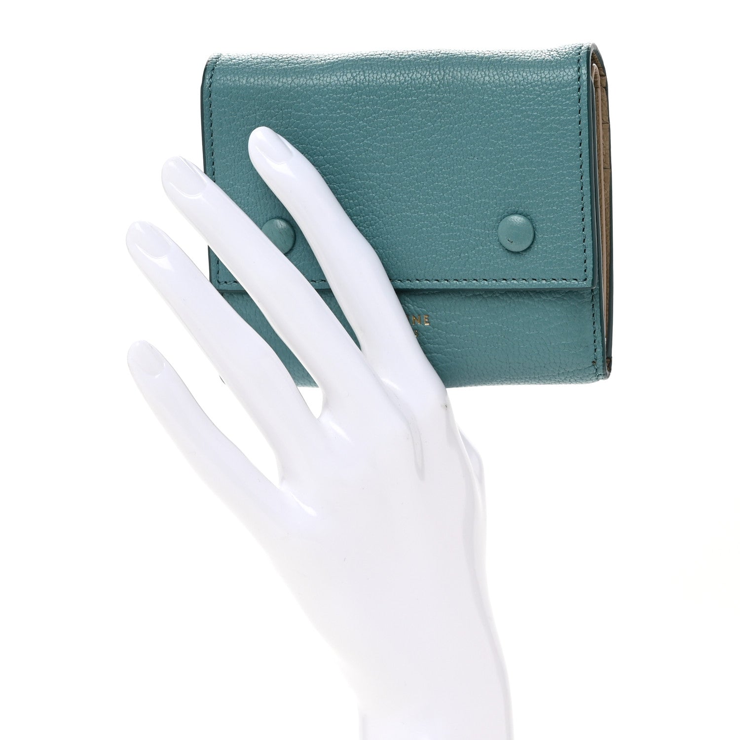 Celine Drummed Calfskin Small Multifunction Folded Wallet Light Blue 2 of 9