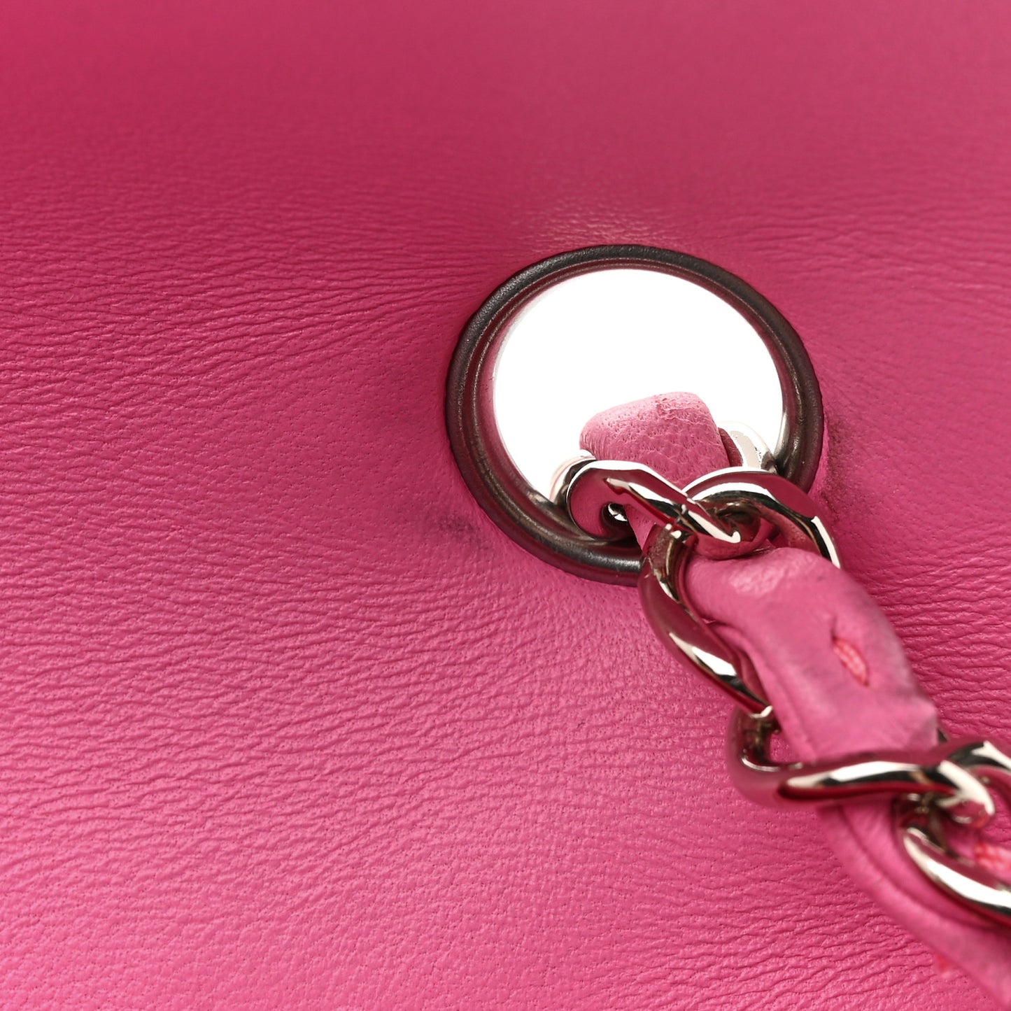 Lambskin Quilted Mini Rectangular Flap Neon Pink