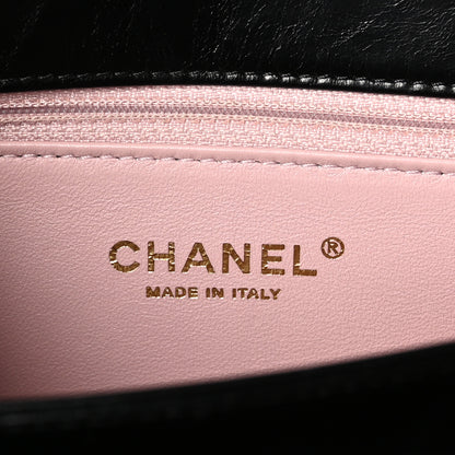 Chanel Aged Glazed Calfskin Quilted Straight Lined Flap Black 7 of 11