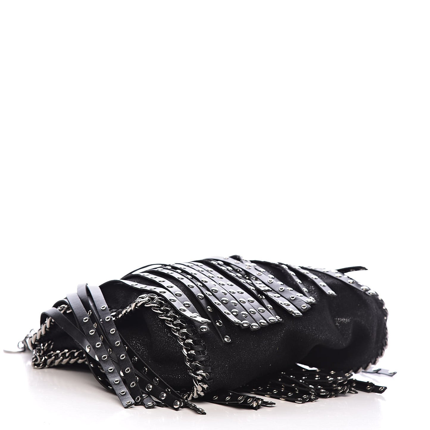 Eco Alter Nappa Shaggy Deer Mini Falabella Studded Fringe Tote Black