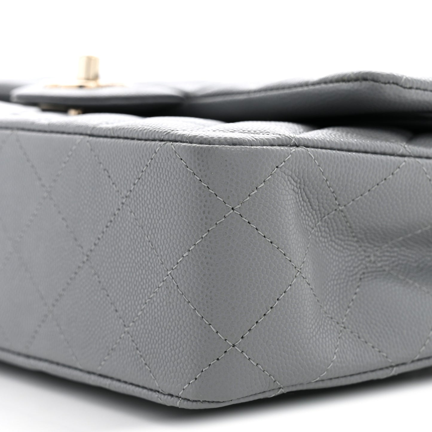 Caviar Quilted Medium Double Flap Grey
