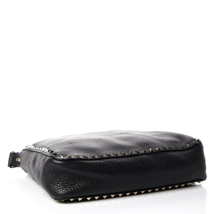 Valentino Garavani Pebbled Calfskin Large Rockstud Flip-Lock Messenger Bag Black 4 of 9