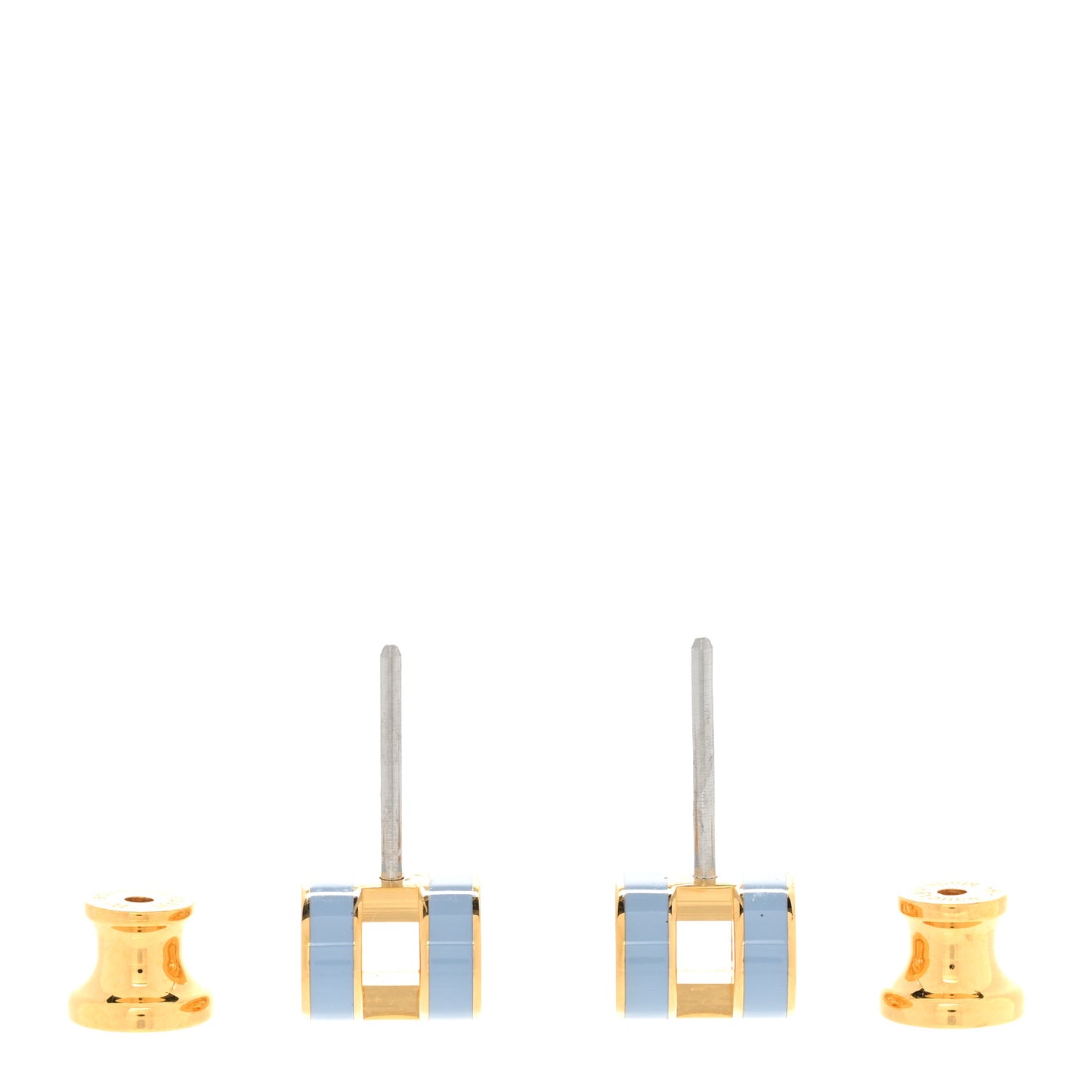 Gold Lacquered Mini Pop H Earrings Bleu Lin