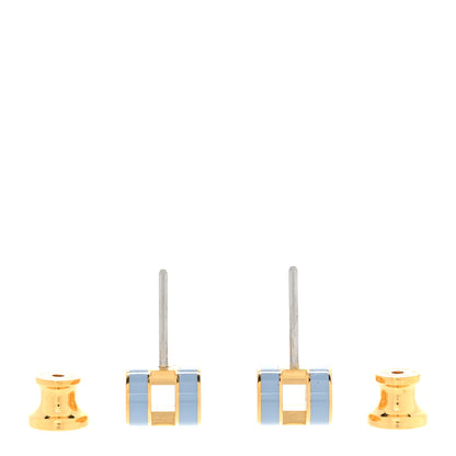 Hermes Gold Lacquered Mini Pop H Earrings Bleu Lin 3 of 6