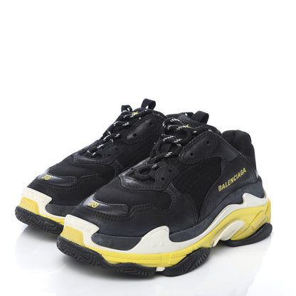 Balenciaga Fabric Mesh Womens Triple S Sneakers 38 Black Yellow 3 of 8