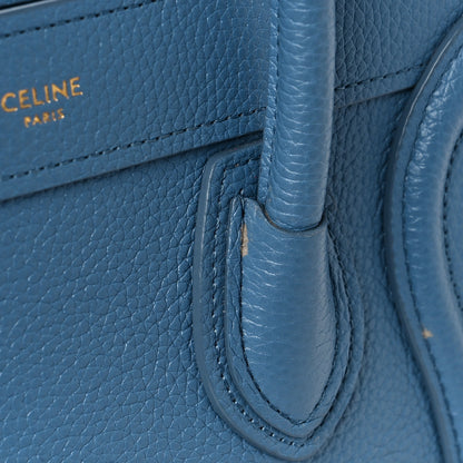 Celine Drummed Calfskin Nano Luggage Azure 9 of 10