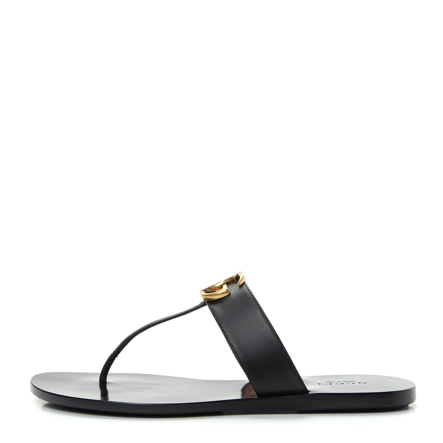 Calfskin GG Marmont Thong Sandals 36.5 Black