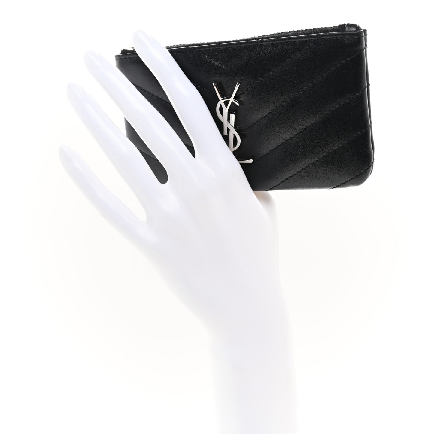 Calfskin Matelasse Monogram Key Pouch Black