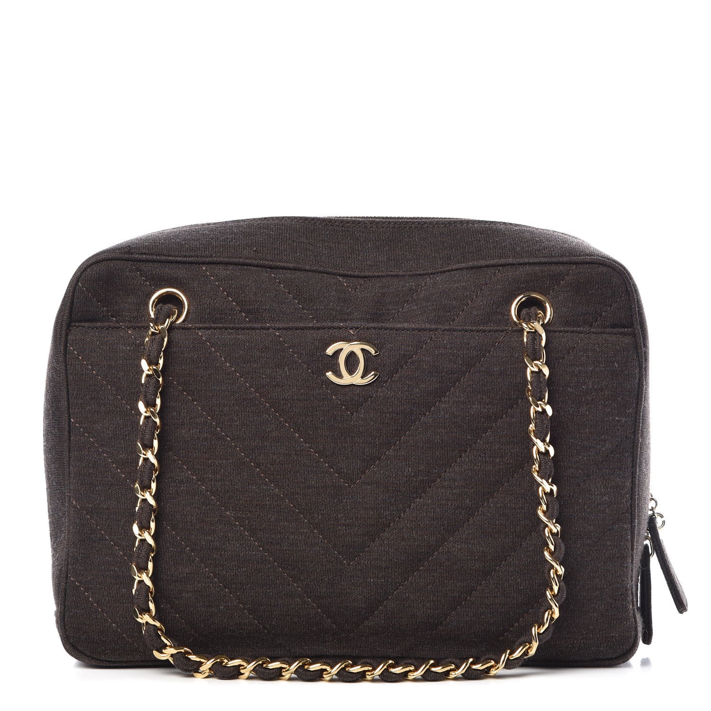 Jersey Chevron Quilted Camera Case Brown