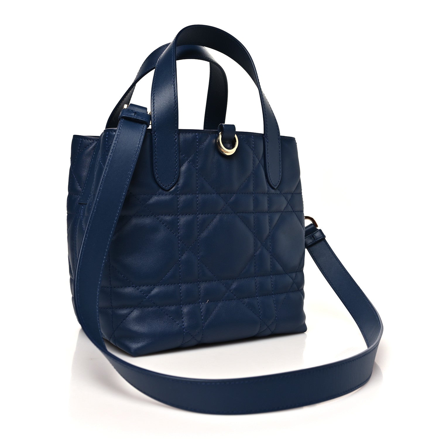 Christian Dior Calfskin Macrocannage Small Toujours Vertical Tote Ocean Blue 3 of 10
