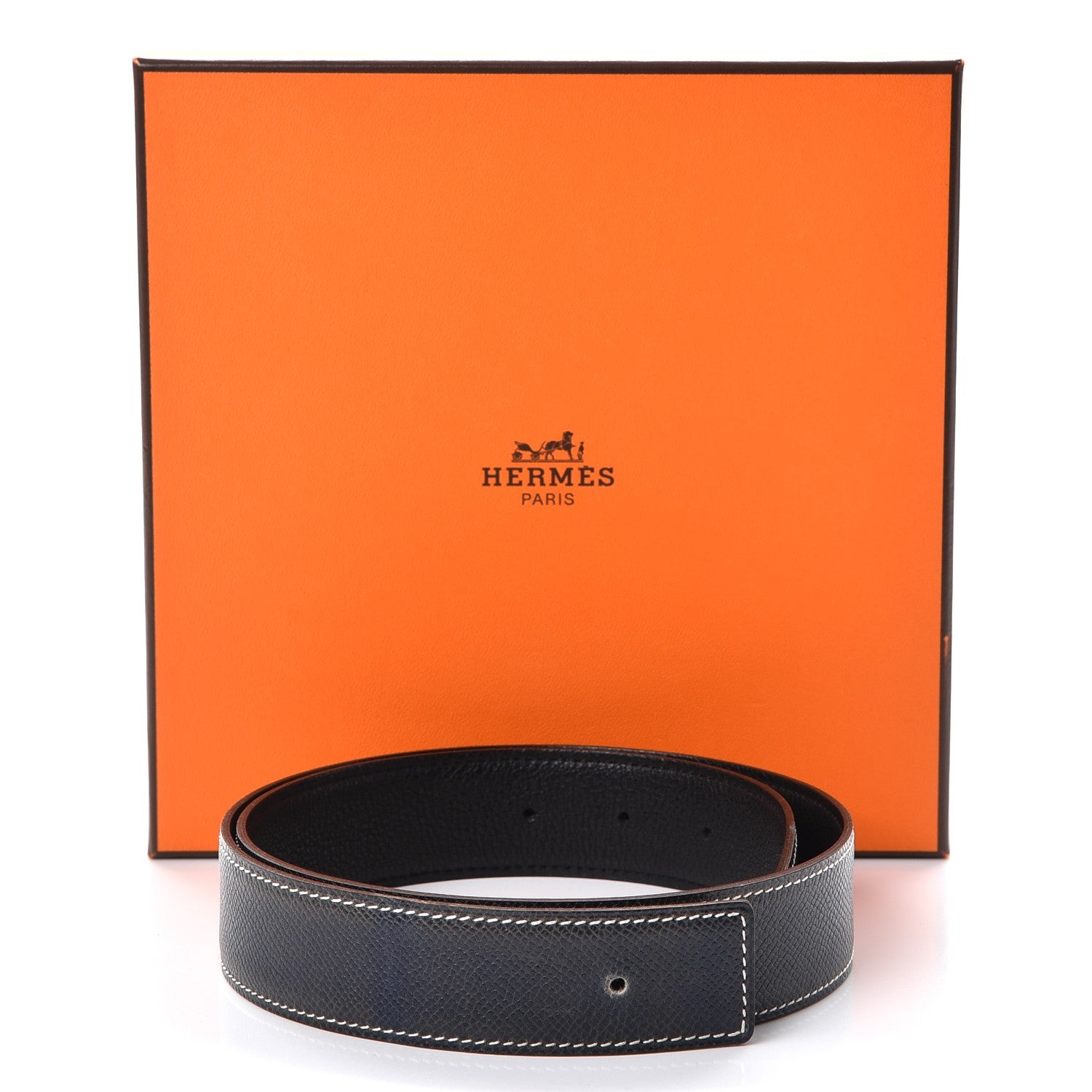 Hermes Swift Epsom 32mm Belt Strap 70 Black Bleu 7 of 7
