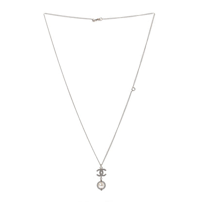 Chanel Crystal CC Pearl Drop Necklace Gold 3 of 6
