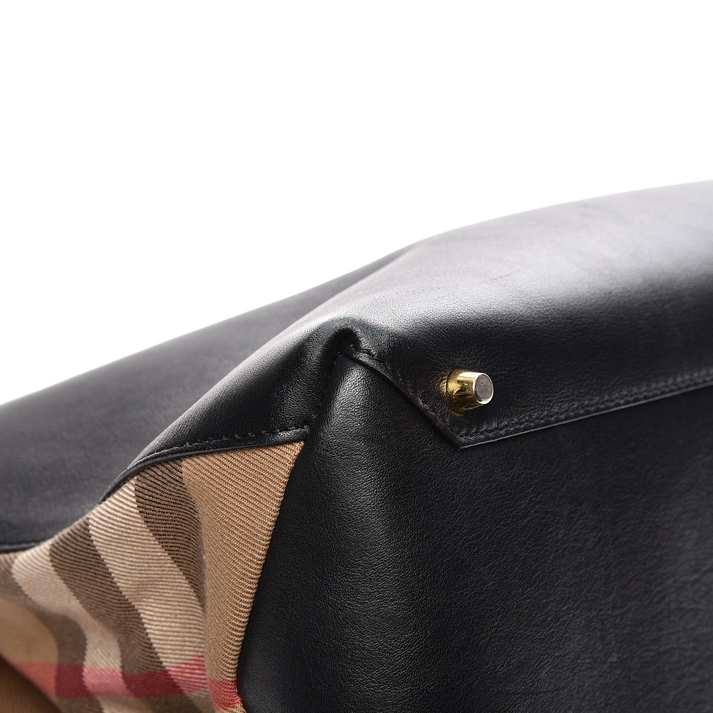 Grainy Calfskin House Check Large Banner Tote Black