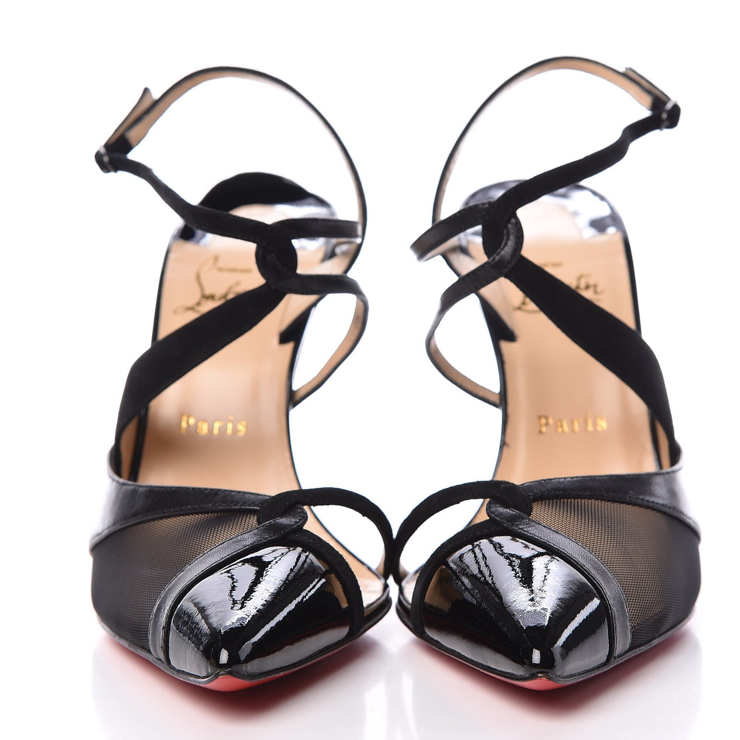 Christian Louboutin Patent Kid Suede Mesh Evoluta 100 Pumps 40 Black 2 of 9