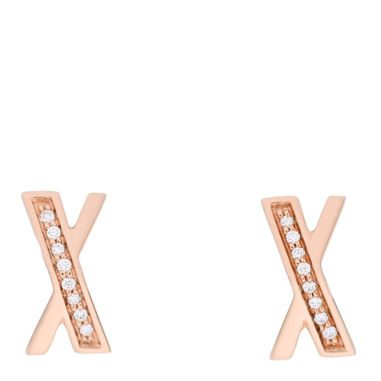Tiffany 18K Rose Gold Diamond Atlas X Earrings 1 of 5