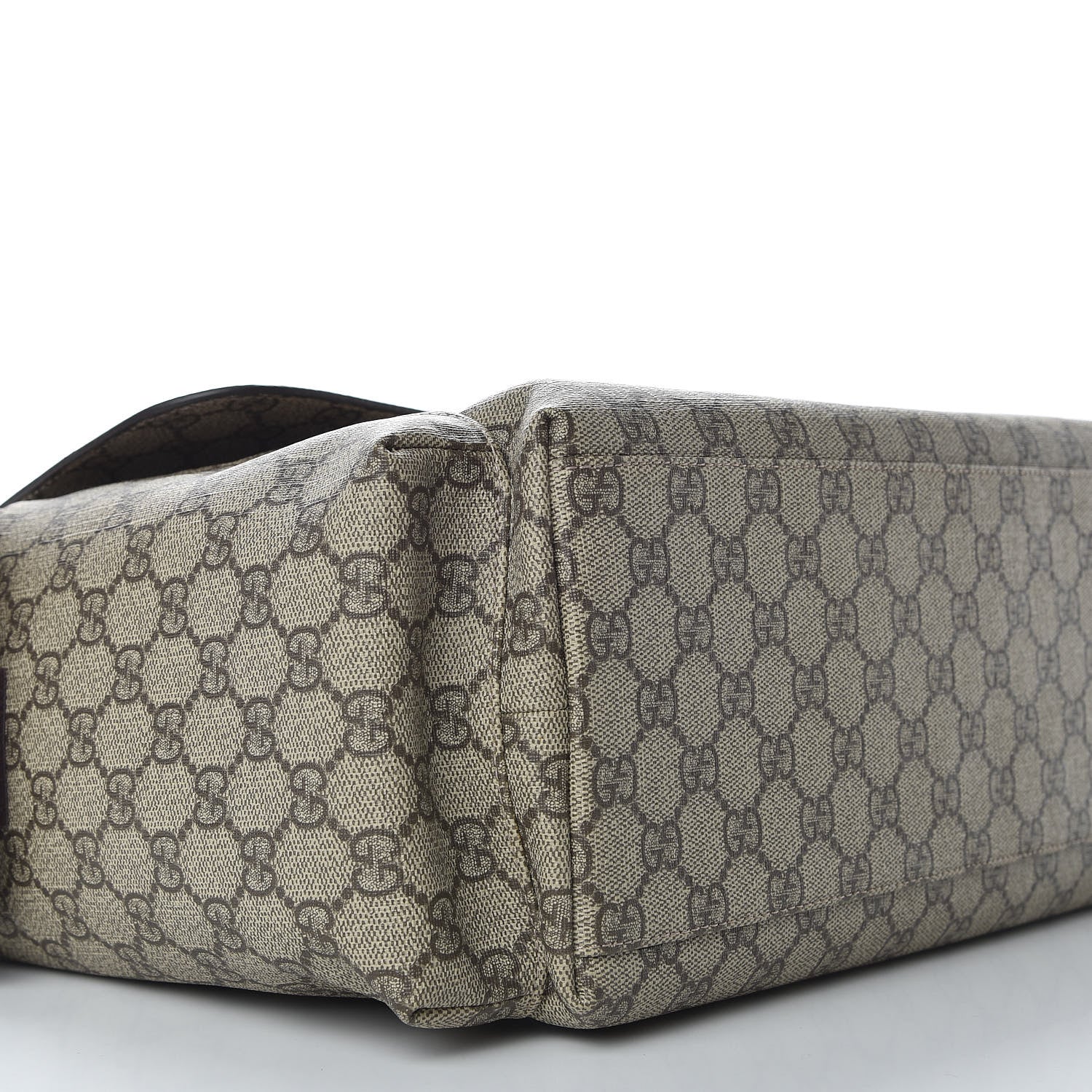 Gucci GG Supreme Monogram Selleria Calfskin Messenger Diaper Bag Beige Ebony Cocoa Dark Chocolate 6 of 10