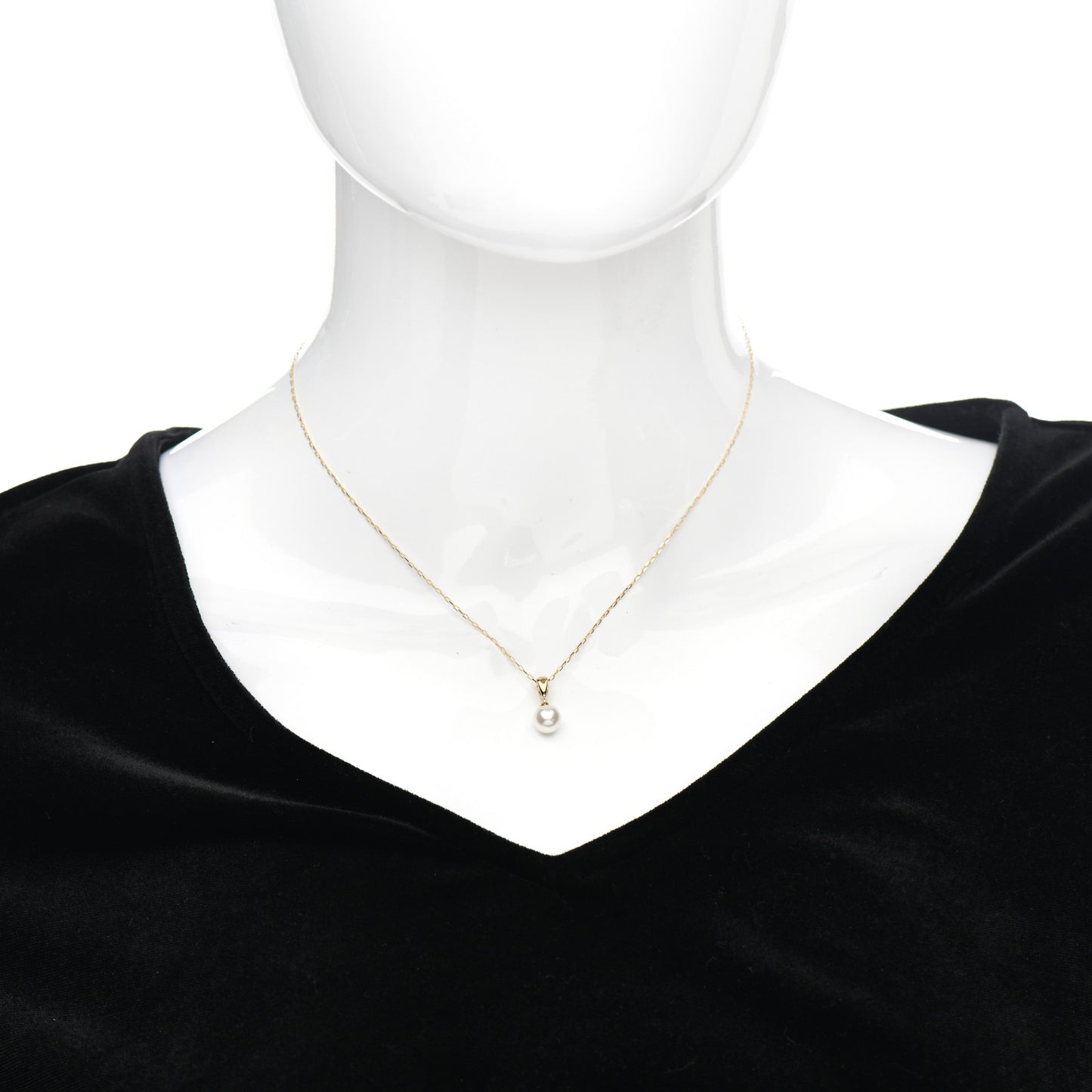 18K Yellow Gold Akoya Pearl 6.5mm Drop Pendant Necklace