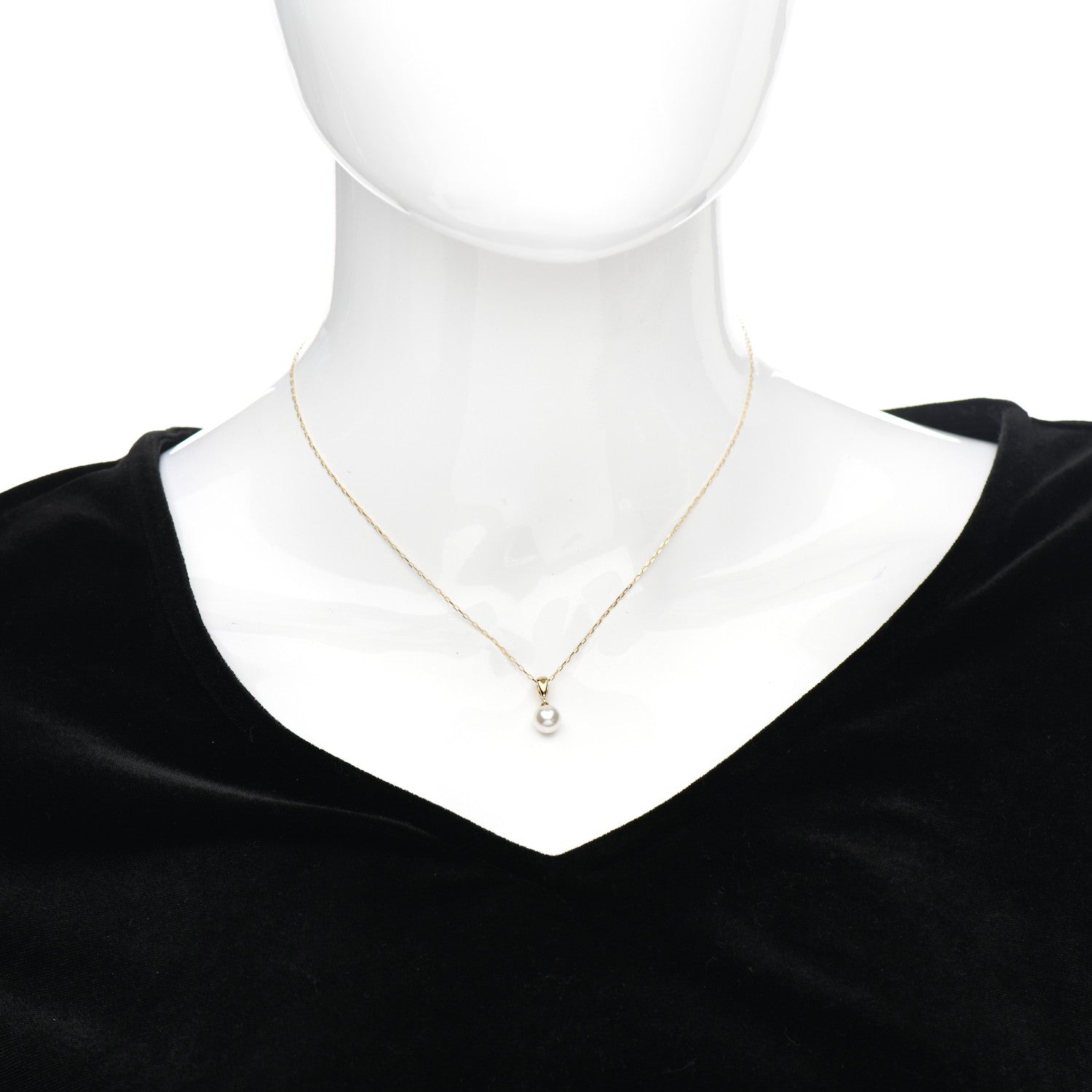 Mikimoto 18K Yellow Gold Akoya Pearl 6.5mm Drop Pendant Necklace 2 of 5
