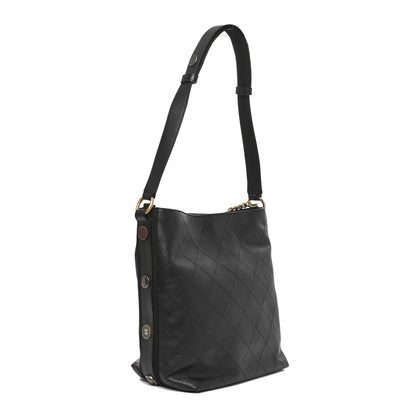 Chanel Calfskin Stitched Large Button Up Hobo Black 3 of 10