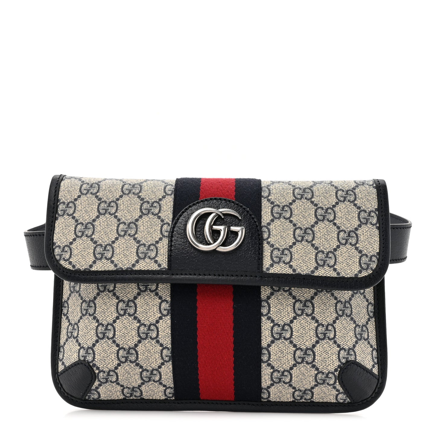 GG Supreme Monogram Web Small Ophidia Belt Bag 90 36 Beige Navy