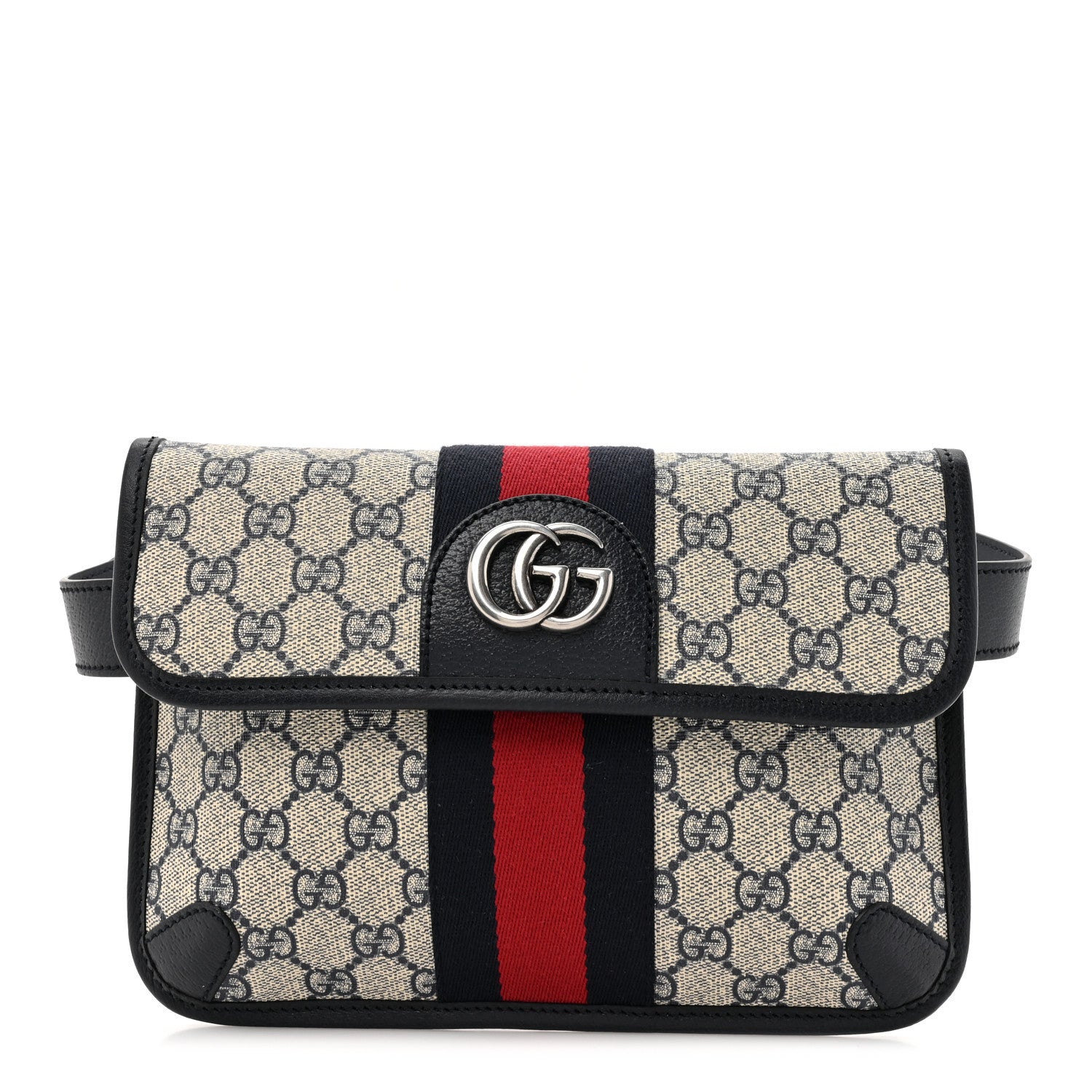 Gucci GG Supreme Monogram Web Small Ophidia Belt Bag 90 36 Beige Navy 1 of 10