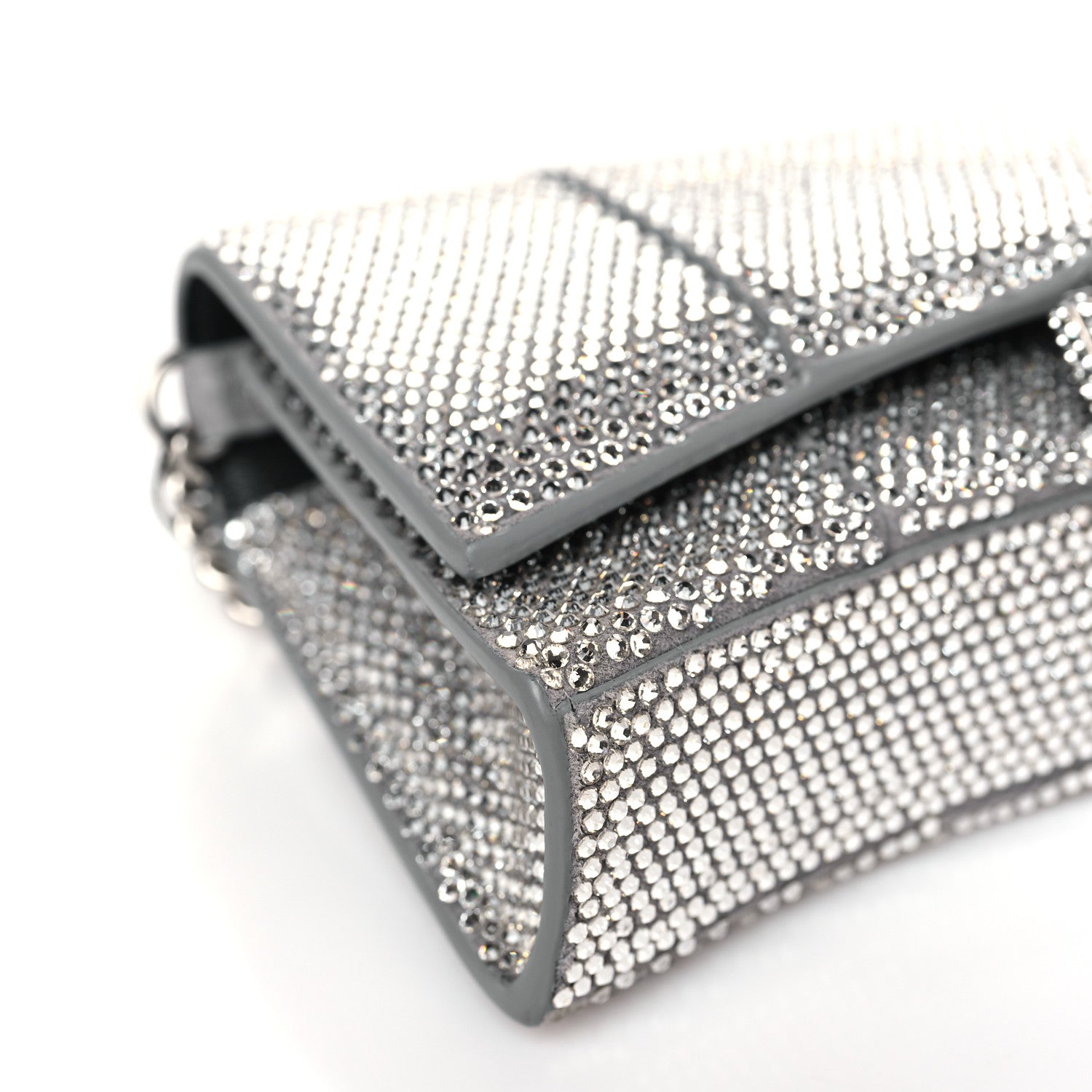 Balenciaga Strass Suede Hourglass Chain Bag Smoke Grey Crystal 7 of 8