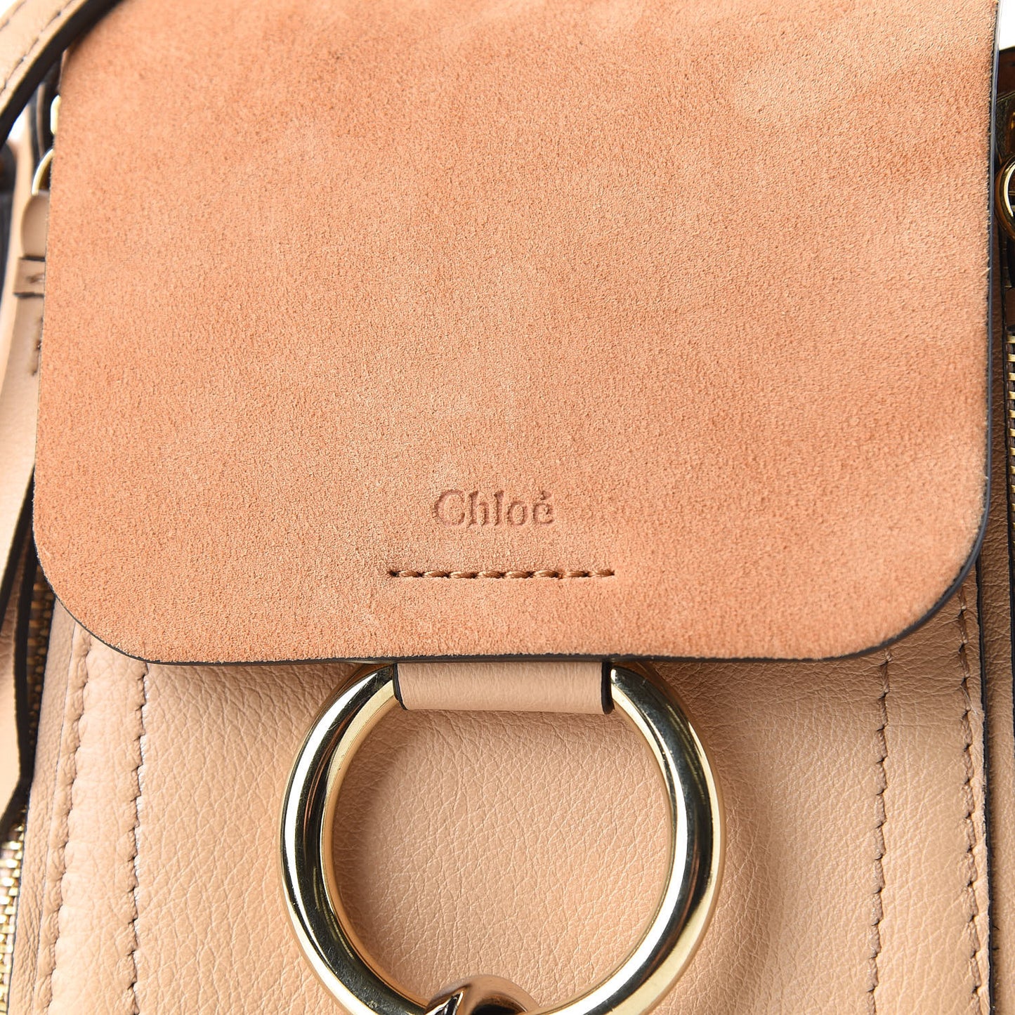Suede Calfskin Mini Faye Backpack Sand