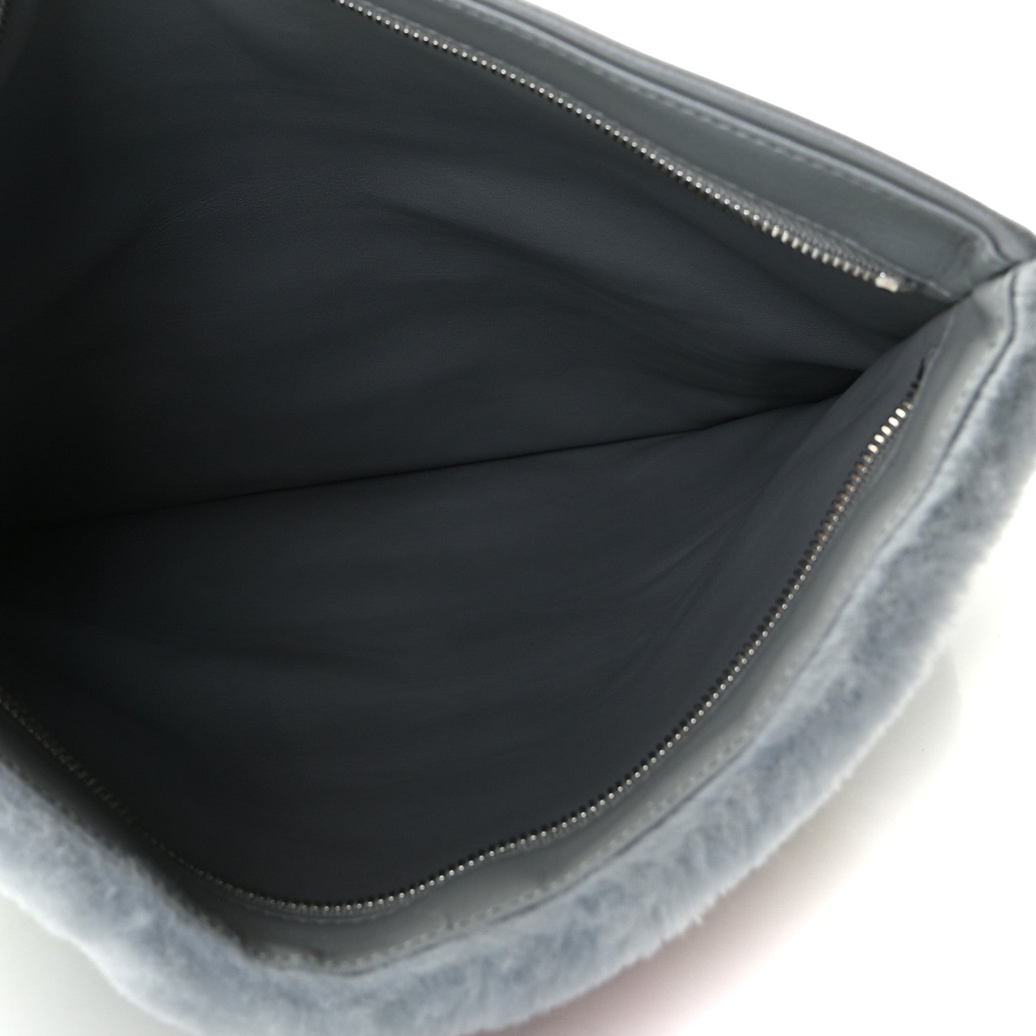 Chanel Shearling Lambskin Chanel 100% Clutch Grey 10 of 11