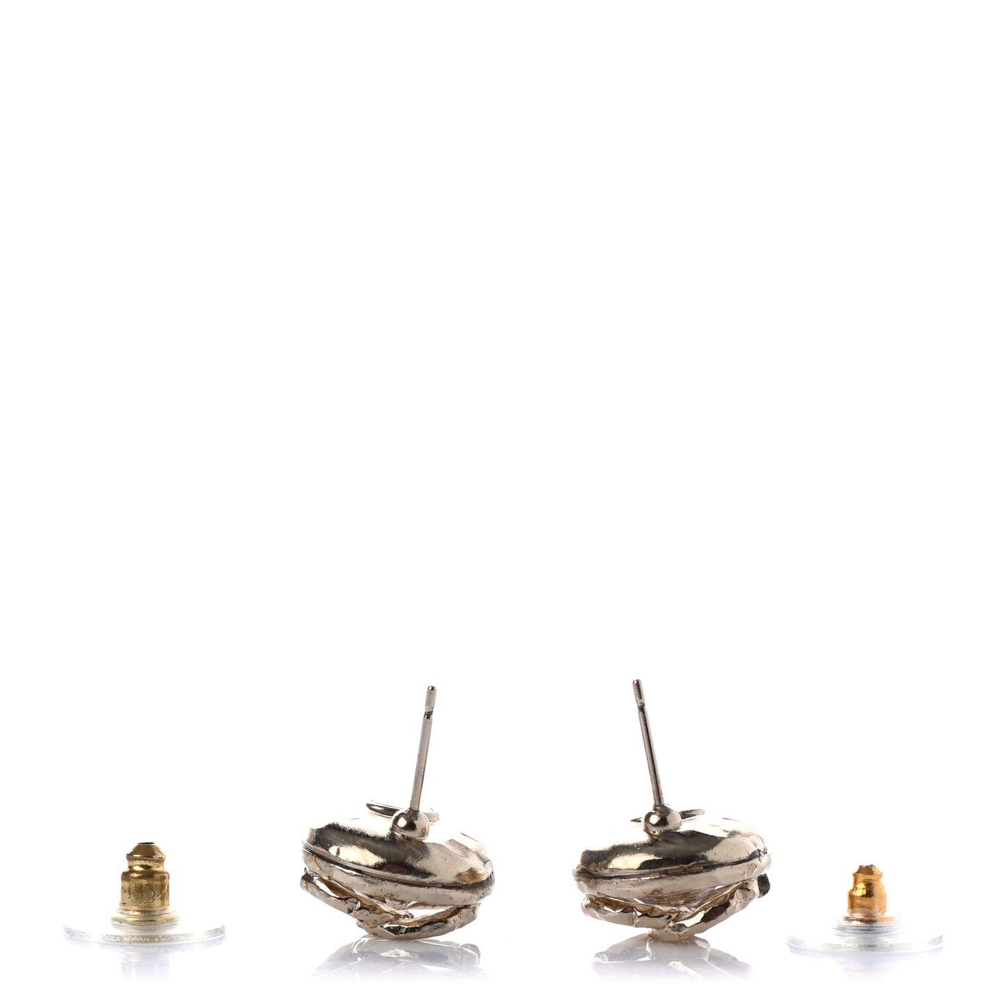 Crystal Round CC Earrings Gold