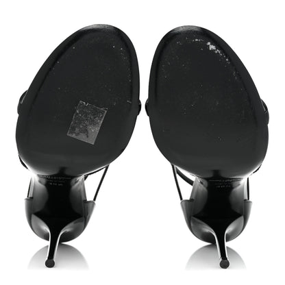 Saint Laurent Calfskin Cassandra 110 Sandals 38.5 Black Gold 5 of 14