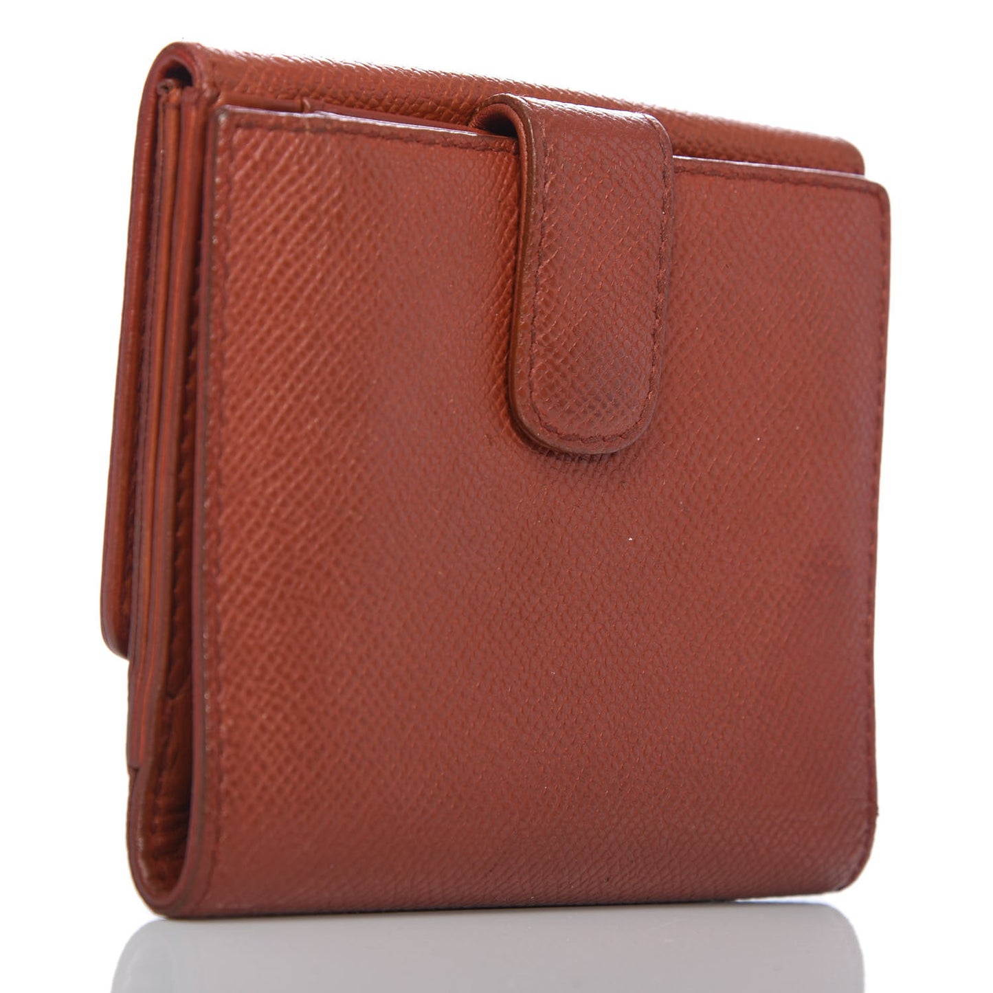Grained Calfskin CC Compact Wallet Light Red