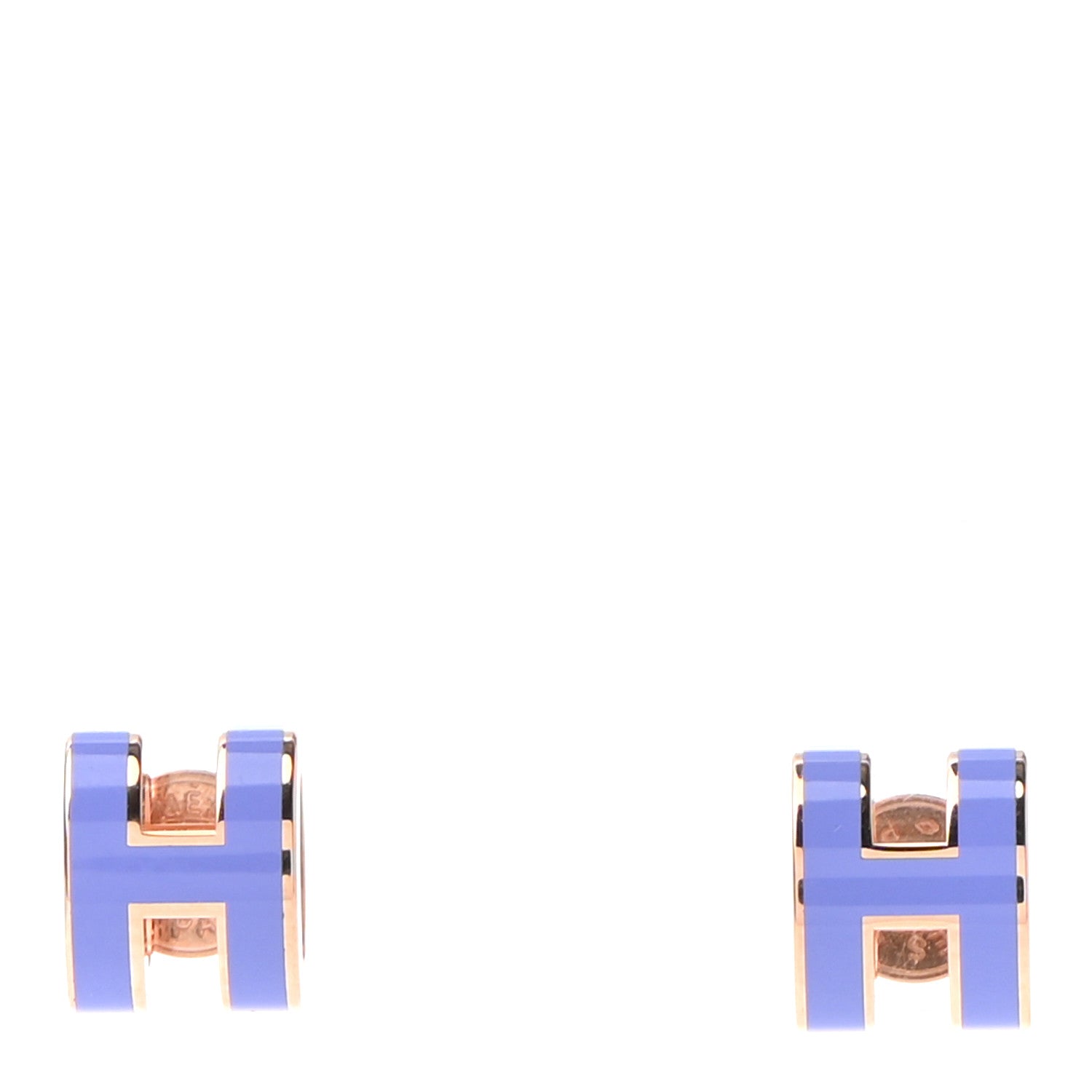 Hermes Rose Gold Lacquered Mini Pop H Earrings Lilac 1 of 8