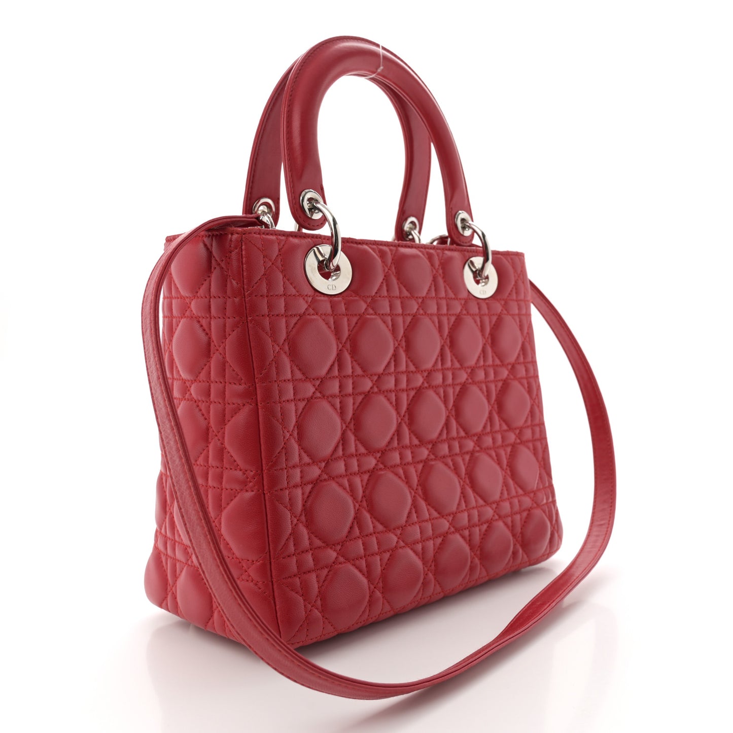 Lambskin Cannage Medium Lady Dior Red