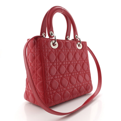 Christian Dior Lambskin Cannage Medium Lady Dior Red 3 of 11