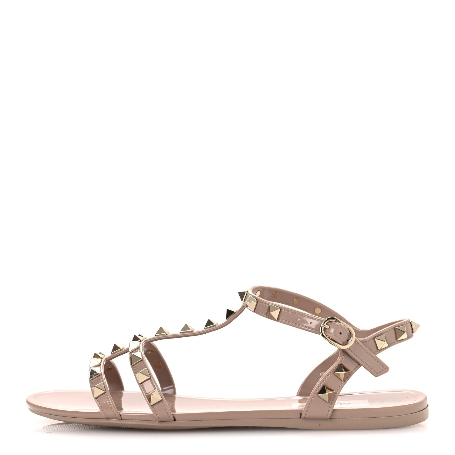 Valentino Garavani PVC Jelly Rockstud Caged Sandals 38 Poudre 1 of 11